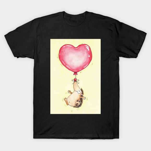 Cute Watercolor Hedgehog Heart Balloon T-Shirt by nicolejanes